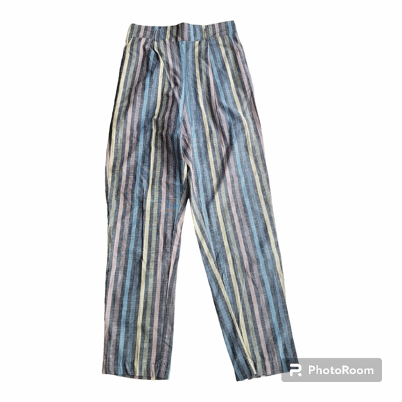 🌟3 For $15 SALE🌟 NWT Lulu's Castaway Island Washed Black Multi Stripe Pants - Picture 4 of 7